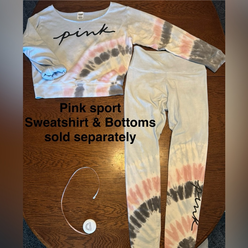 Pink Tie-Dye Leggings, Crop top sweatshirt sold separately. Size M